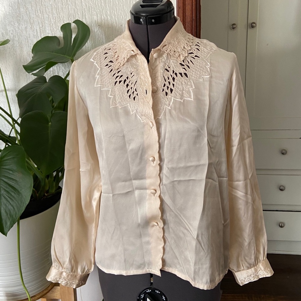 Vintage Silk Hand Embroidered Top